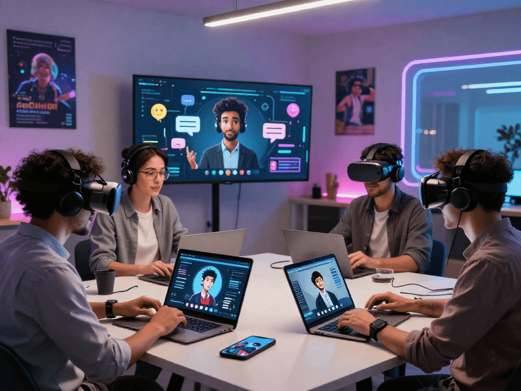 Interactive ai porn chat platform with diverse users engaged in lively conversations