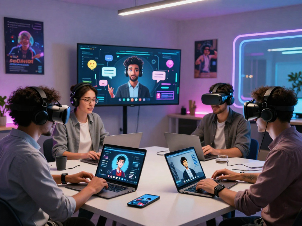 Interactive ai porn chat platform with diverse users engaged in lively conversations