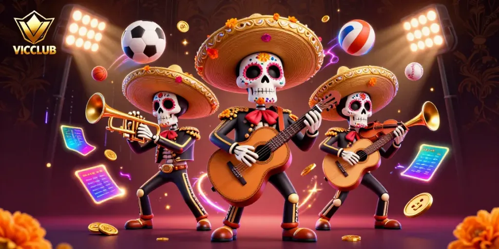 Experience vibrant culture with VICCLUB's lively mariachi band celebrating gaming excitement.