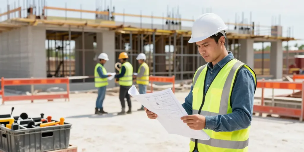 Construction Site Security with professional contractors overseeing a safe construction site environment.