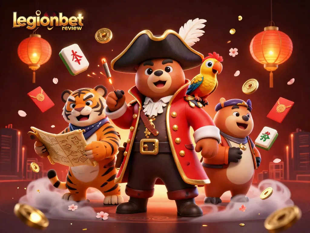 Engage in the legionbet review experience with vibrant gambling-themed characters and casino elements