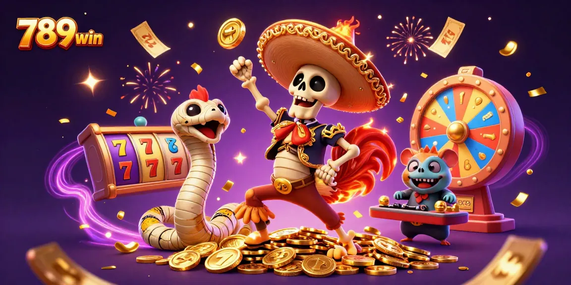 Experience the excitement of winning at 789win with vibrant slot reels and golden jackpots illustrated in a detailed scene.