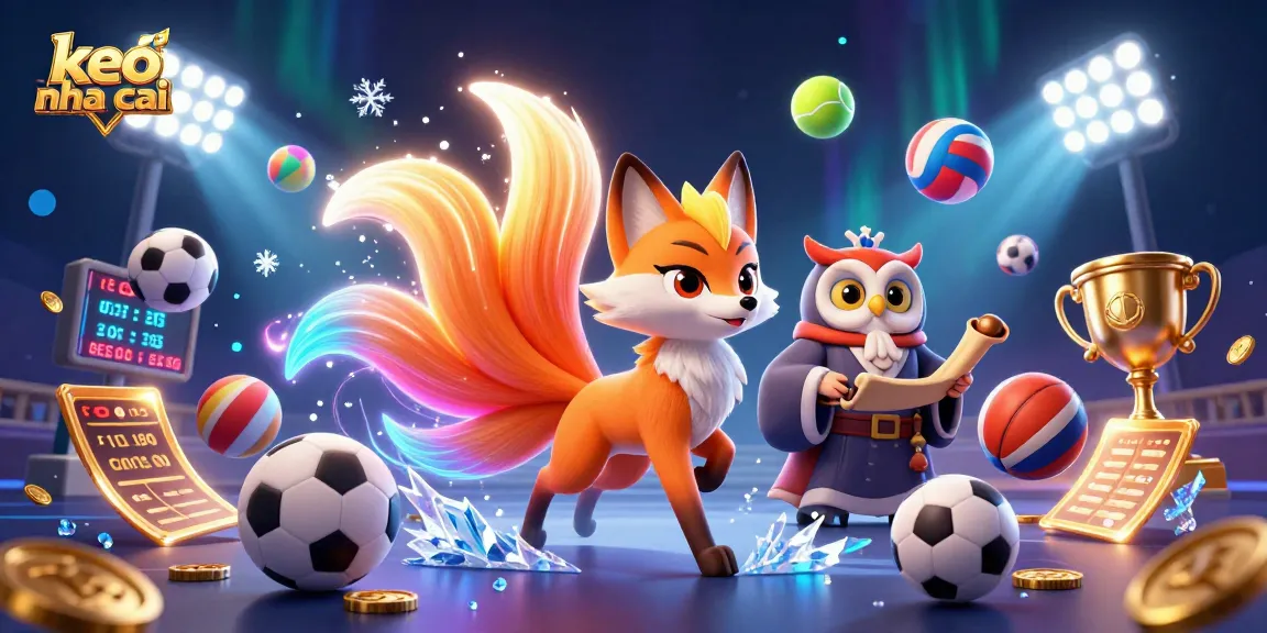 Engage with keo nha cai while enjoying a lively 3D sports betting illustration filled with vibrant characters and elements.