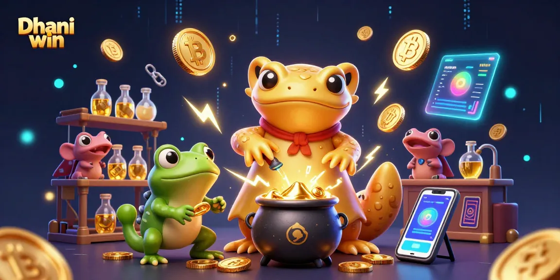 Dhani win players enjoying vibrant games with 3D cartoon characters, golden coins, and exciting gaming elements.